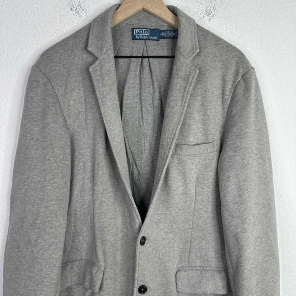 Polo Ralph Lauren Blazer‎ Mens Large Grey Vintage Two Button Preppy Sport Coat